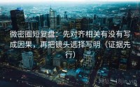 微密圈短复盘：先对齐相关有没有写成因果，再把镜头选择写明（证据先行）