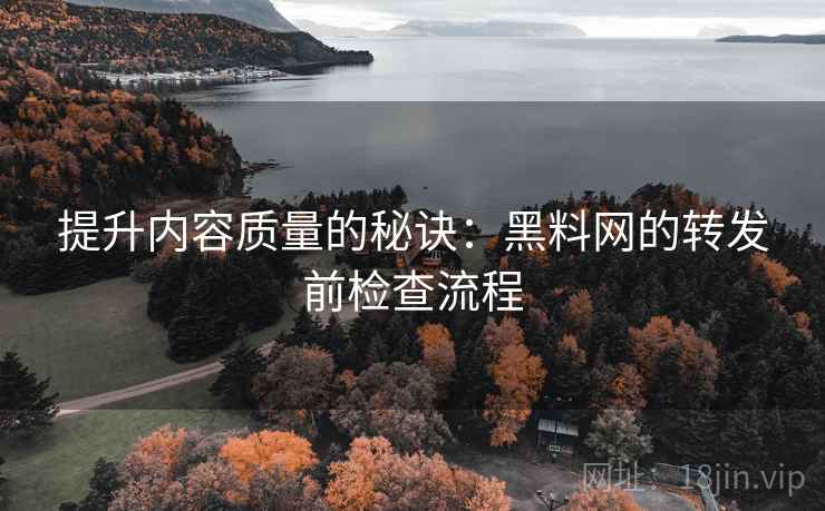 提升内容质量的秘诀:黑料网的转发前检查流程 提升内容质量的秘诀:黑料网的转发前检查流程